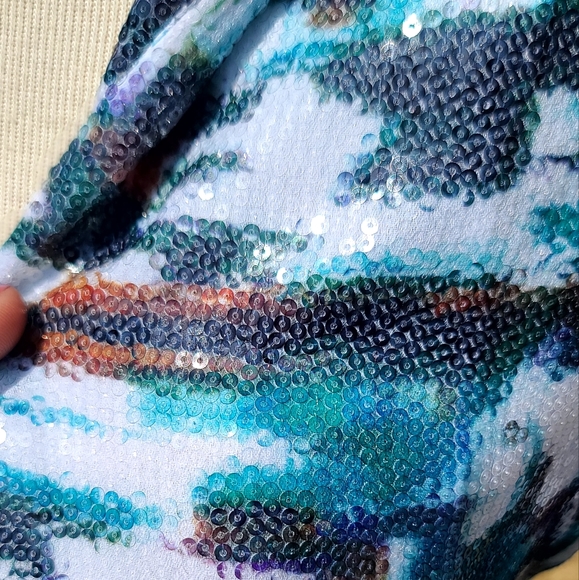 Etcetera blue & white print sequined jacket - Picture 7 of 10